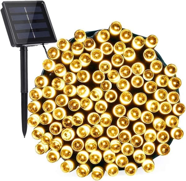 Solcelle Halloween-lamper, 22 meter 200 LED 8 moduser Røde Halloween-lysslynger (varmhvit)