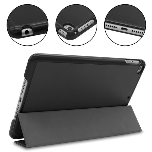 iPad Mini 4 Mini 5 Case with Stand, Protective PU Leather Case for Work and Video Viewing, Black