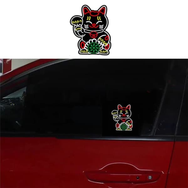 Fortune Lucky Kitty Bilvindu Sikkerhetsdekaler LED-lys for JDM Glow Panel Dekorasjon Tilbehør
