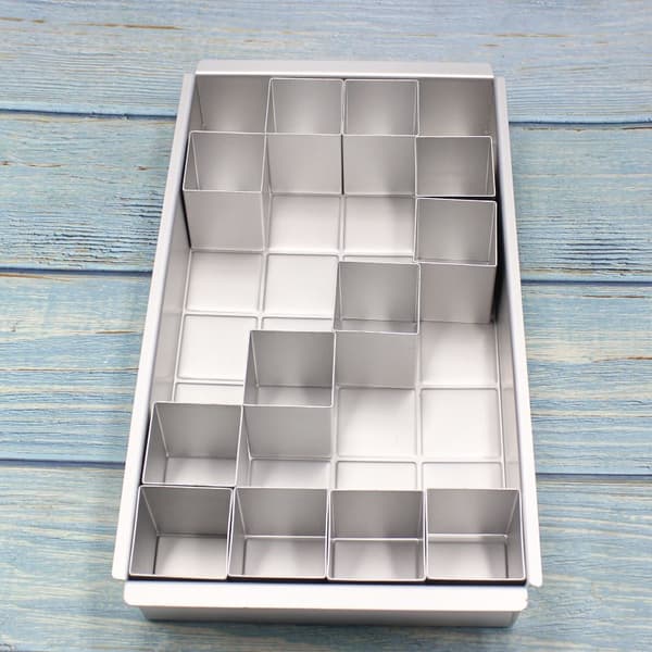 Rectangular baking tray / cake pan and 12 removable square blocks for making cakes with any number and letter / Free combination / DIY
