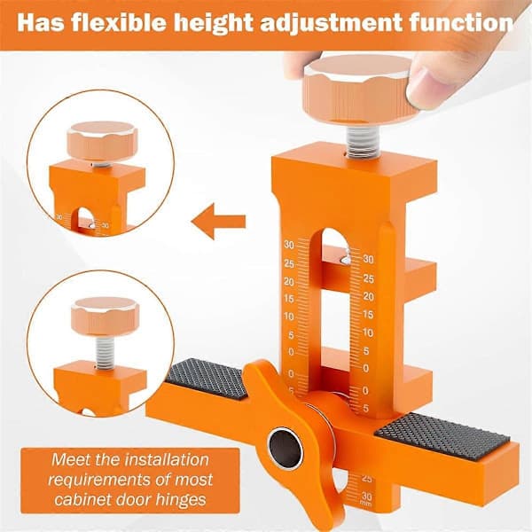 Cabinet Door Installation Positioner, Adjustable Mounting Aid for Frameless Cabinets, Positioning T Orange
