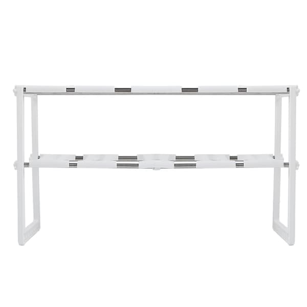 2-Layer White Stainless Steel Sink Rack, Adjustable Under Sink Storage Racks for Kitchen