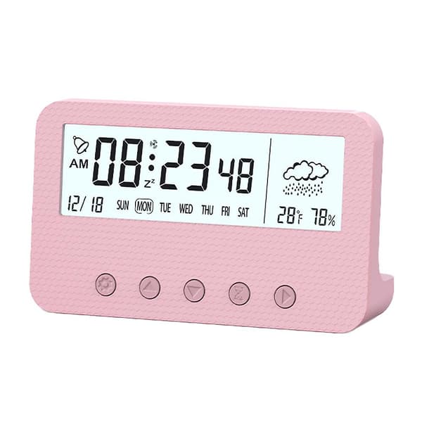 LED elektronisk väckarklocka Enkel klocka Student Barn Sängbordsklocka Vit rosa pink