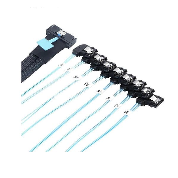Slimline 5.0 - 8X SATA 7P 90 asteen naarasadapterikaapeli 0.8M