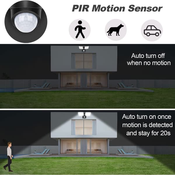 Outdoor LED-strålkastare 20W Rörelsesensor 2400lm 5000K LED Säkerhet