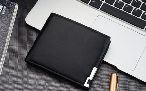 Men's Wallet - Classic Black Coin Purse, Portrait Card Format