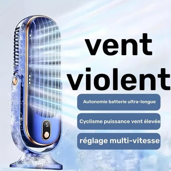 Bærbar luftkølingsventilator med dobbeltmotorer – 5 kølehastigheder, 720° omgivende luftstrøm – Blå