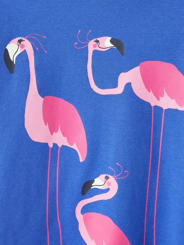 Name it Mini Blå Flamingo T-paita, Koko 98 multifärg