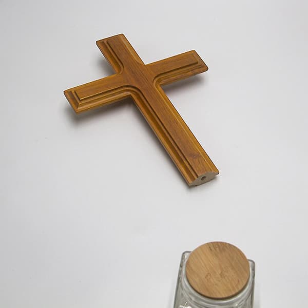 Wooden Standing Cross Decoration Altar Cross with Stand Double-Sided Table Cross Gift