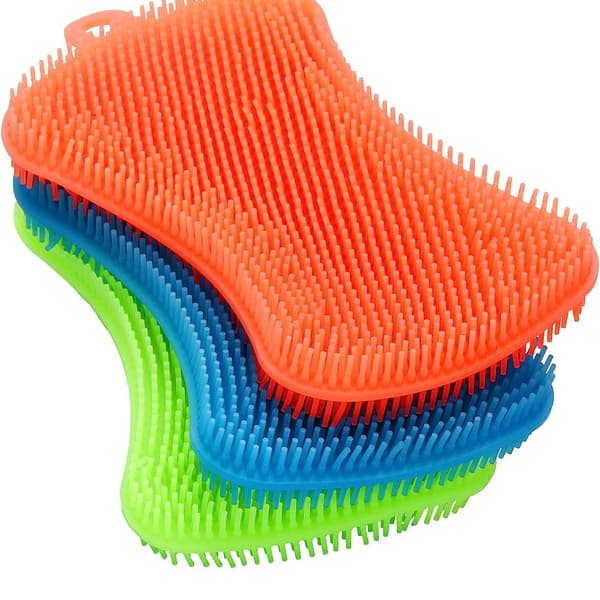 3-pack Silikondiskborste, Mångsidig Effektiv Svamp Köksredskap, Speciell Utsökt Köksborste (Orange)