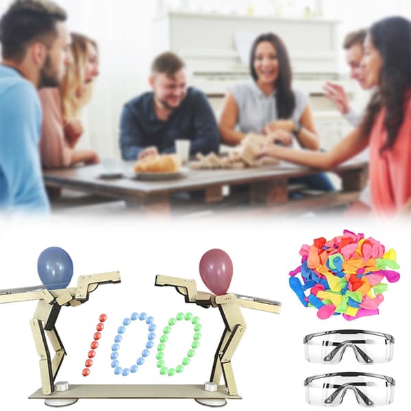 Handmade Wooden Shooting Dolls Balloon Game Whack A Balloon Strategy Game 2 Player Fast Balloon Battle Game Default Default