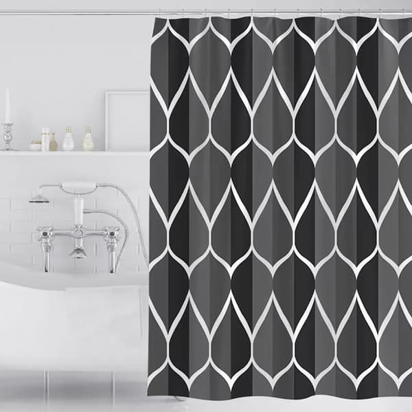 180x180 cm tykt dusjforheng i polyester, svart