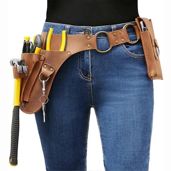 PU Leather Garden Tool Belt, Adjustable Tool Pouch for Gardeners, Florists, and Hand Tools, One Size One Size