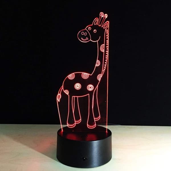 Akryl 3D LED-lampe Lille Giraf Natlampe Touch Switch Atmos