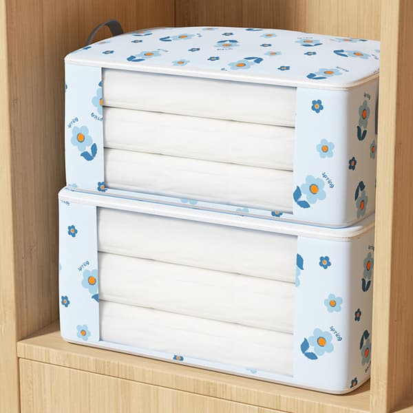 72L Clothes Storage Bag with Handle Stackable Dustproof Quilt Packing Bag for Home Beige Large Size Beige Large Size