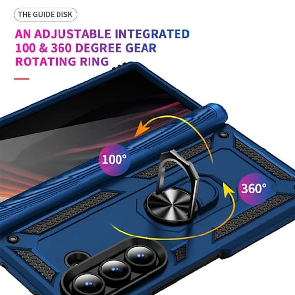 SKALO Samsung Z Fold7 Armor Metallring Skal - Blå Blå