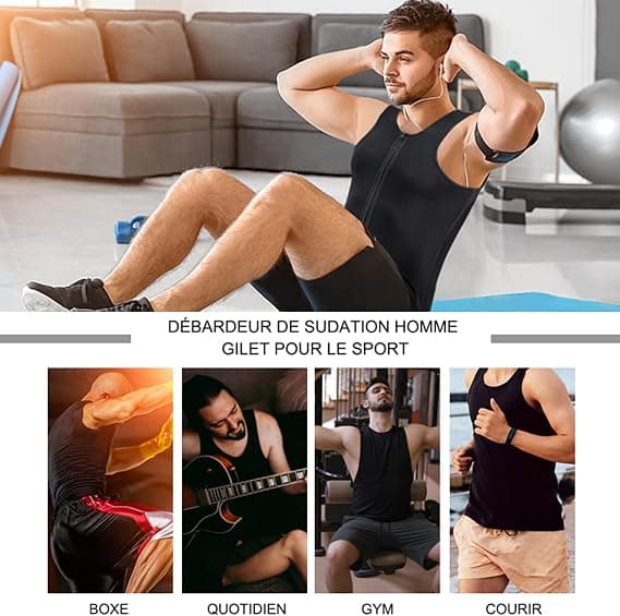 Svettväst för män, Bastu Tank Top, Sportbälte, Platt Mage, Kompression