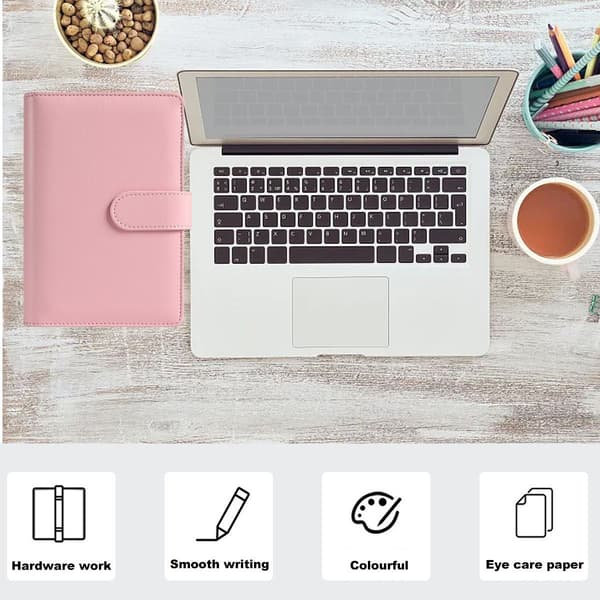 Budgetmappe med lynlås, budgetkuvert, pink