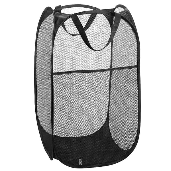 Black Laundry Hamper [2-Pack] Foldable Pop-Up Mesh Laundry Basket, Collapsible Laundry Hamper with Handles