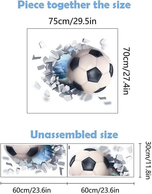 Fotball 3D Veggdekor for Gutterom og Babyromdekorasjon
