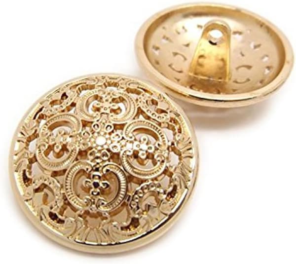 10 stk (gull, 20 mm) Klesknapp - Retro søm med hule knapper{EE}