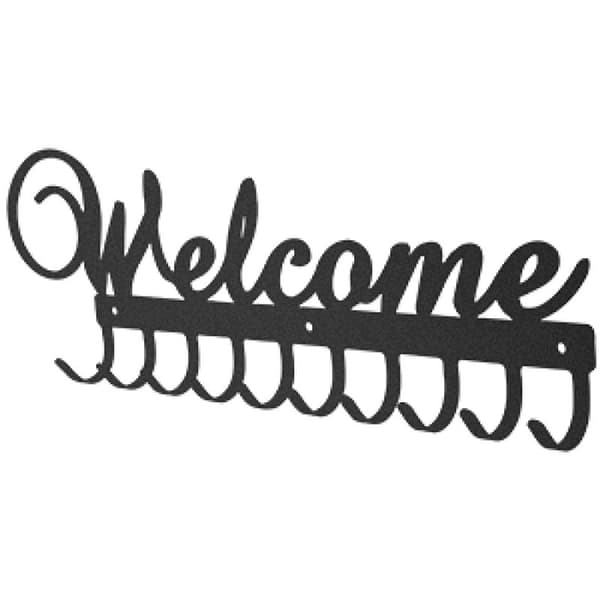 Metal Key Rack with 10 Hooks Welcome Wall Organizer Key Holder KLB