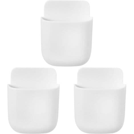 3-piece Remote Control Holder, Wall Mounted Multimedia Organizer, TV Remote Control Storage Box (White)