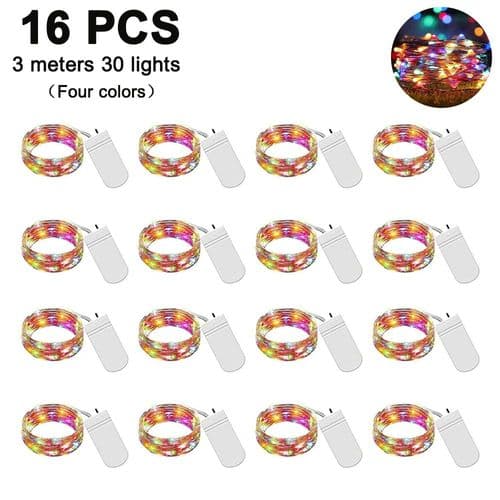 16-pack LED String Lights Battery Operated Fairy Lights Four Colors