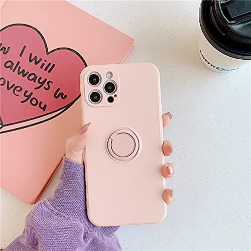 Compatible with iPhone 15 Case, Liquid Silicone, with Ring Holder, Detachable Wrist Strap, Magnetic Car Mount, Shockproof - Rose Pink iPhone 15 pink iPhone 15