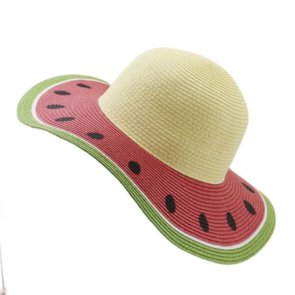 Halmhat XXL stråhat \"melon\" frugt dame sommerhat