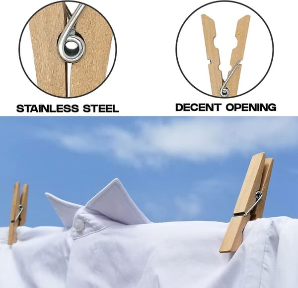 Heavy Duty Outdoor Clothes Pins with Spring, 2.8 inch, 50-Pack