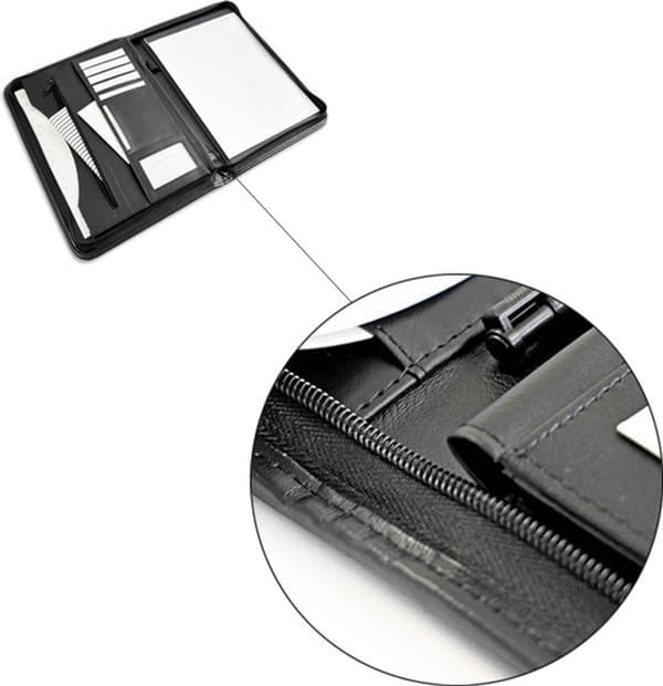 Conference Folder with Zipper A4 Luxury Writing Pad Document Organizer Work Folder Office Conference Folder Includes Notepad Pen Holder