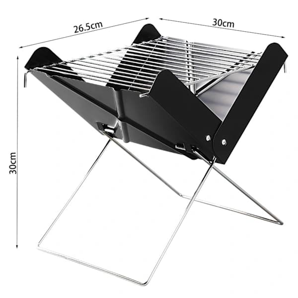 Portable Charcoal Grill Foldable Compact Design with Carry Handle for Picnic Camping Garden and Balcony Black