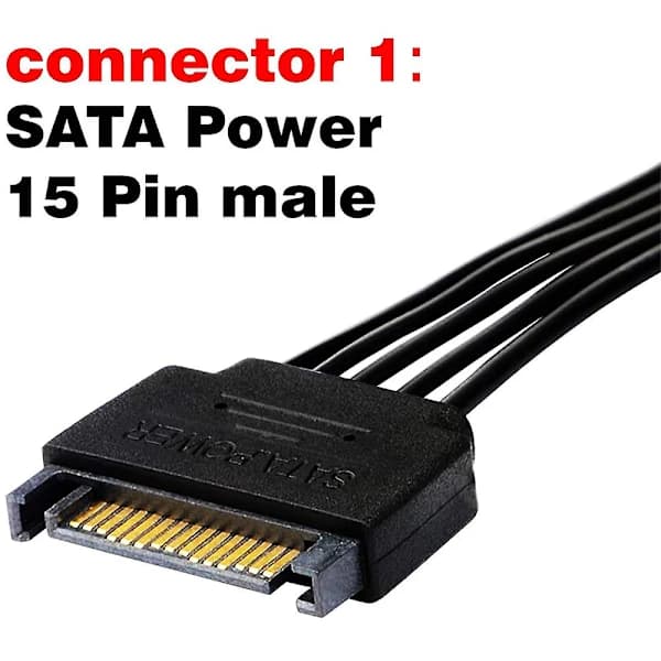 1 stk SATA Strømforlængerkabel, 15-bens SATA Han til Hun Forlængerkabel Adapter til Harddisk