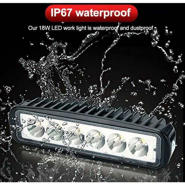 2-pakning LED arbeidslys, 12V frontlys spotlight lang rekkevidde LED arbeidslys for motorsykkel bil lastebil traktor SUV båt (18W)