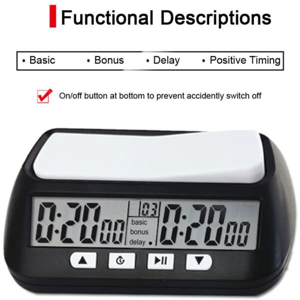 Profesjonell Sjakkklokke Bærbar Multifunksjon 3 i 1 Digital Sjakk-timer Spilltimer, av DEBUNS
