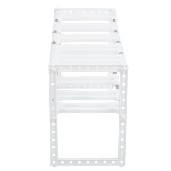 2-Layer White Stainless Steel Sink Rack, Adjustable Under Sink Storage Racks for Kitchen