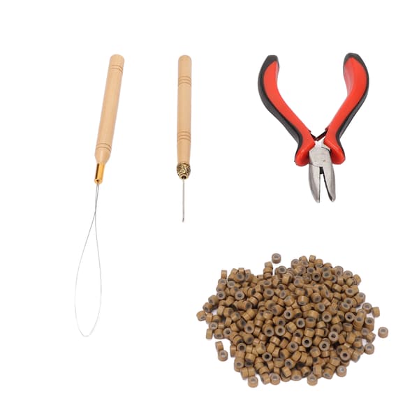 Hair Extension Tool Kit Micro Silicone Rings Bead with Pliers Pulling Hook Crochet Hair Styling Extension Tools 7500 Pcs Hair Rings