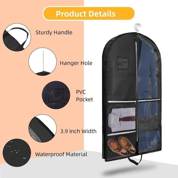 Garment Bag 110x60 cm with 5 Pockets Foldable Suit Protector Garment Cover/Garment Bag/Garment Storage