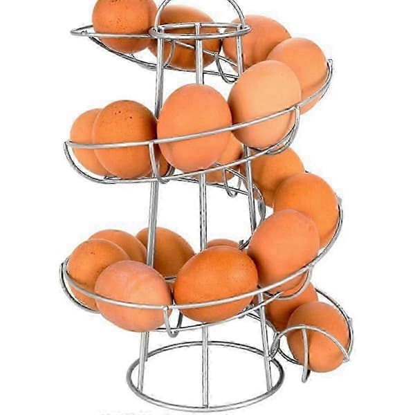 Kitchen Egg Rack, Spiral Egg Basket, Practical Iron Egg Storage Rack, Storage Rack Silver Grey