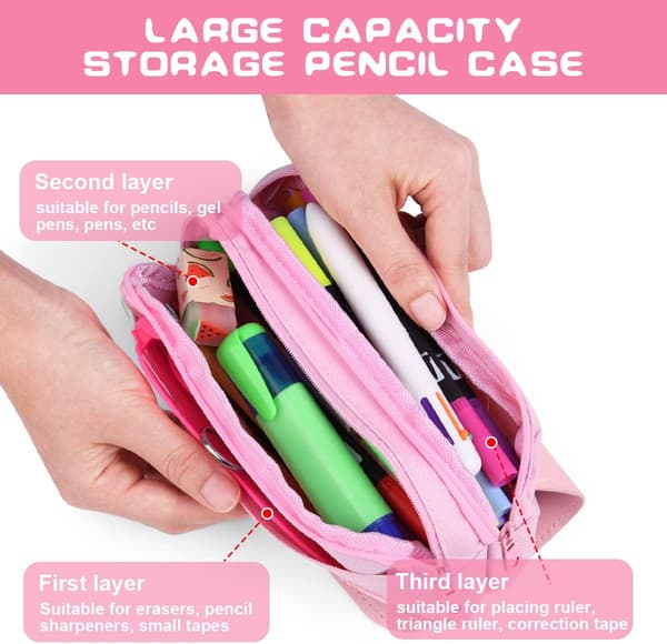 Waterproof Pencil Case for School with Handle, Large Pencil Case, Pen