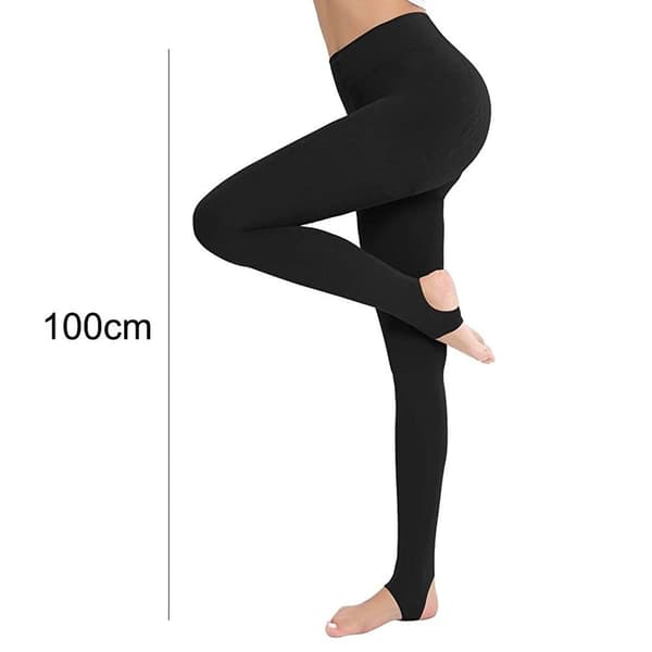 Vintertermiske tights med høj talje og elasticitet, uigennemsigtige, sorte KLB