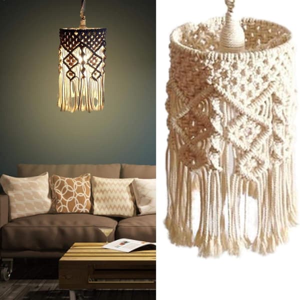 Bohemian Lace Lamp Shade, Handmade Cotton Thread Hanging KLB