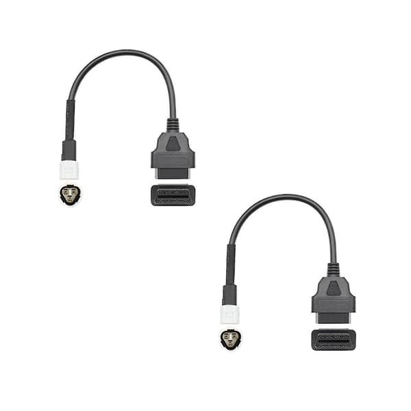 2 stk. OBD Motorcykelkabel til 3-benet stik Diagnostikkabel 3-benet til OBD2 16-benet adapter