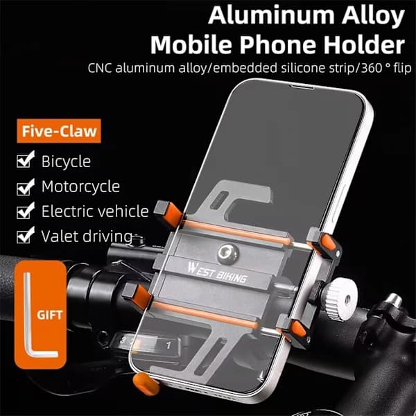 Mobile Phone Holder for Bicycle, Navigation, Mount, Handlebar, Aluminum Alloy