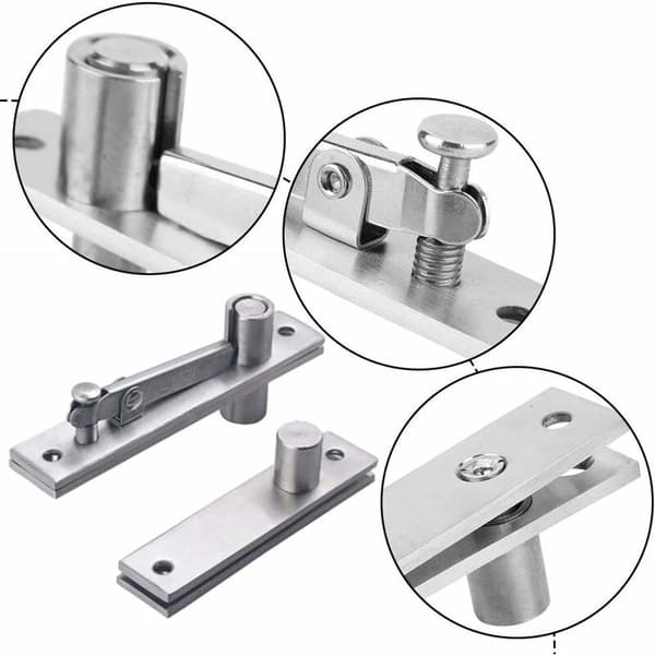 Rotating Hinge, Door Pivot Hinge, Concealed Pivot Door Hinge, Up and Down Pivot Door Hinge, Stainless Steel for Cabinets, Wardrobes (Silver)