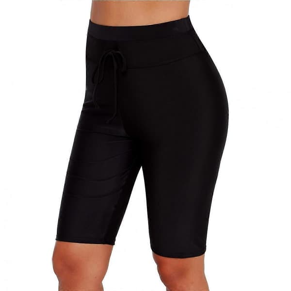 Naisten pitkät uimashortsit, korkea vyötärö, tankini, uimashortsit, musta, XL