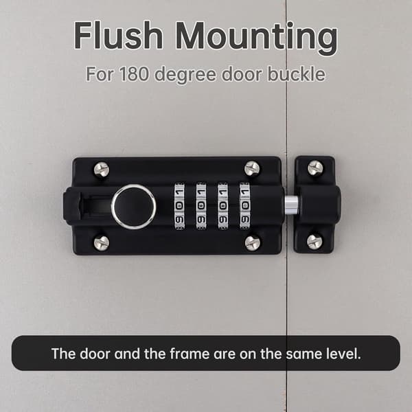 Weatherproof 4-Digit Combination Lock, Black, for Door & Garage, with Screws