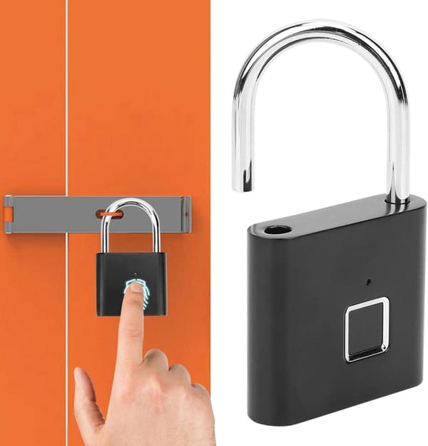 Fingeravtryckslås, smart hänglås, nyckellöst mini-elektroniskt hänglås, bärbart USB-smartlås, hänglåsbåge smartlås, elektroniskt hänglåsdörrlås