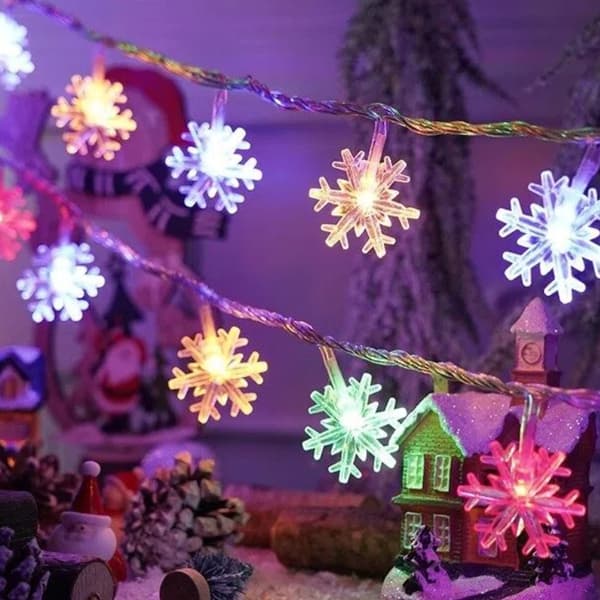 LED-ljusslinga, juldekorationer, USB-driven, 3 meter lång – Snöflingemönster – Varmvit
